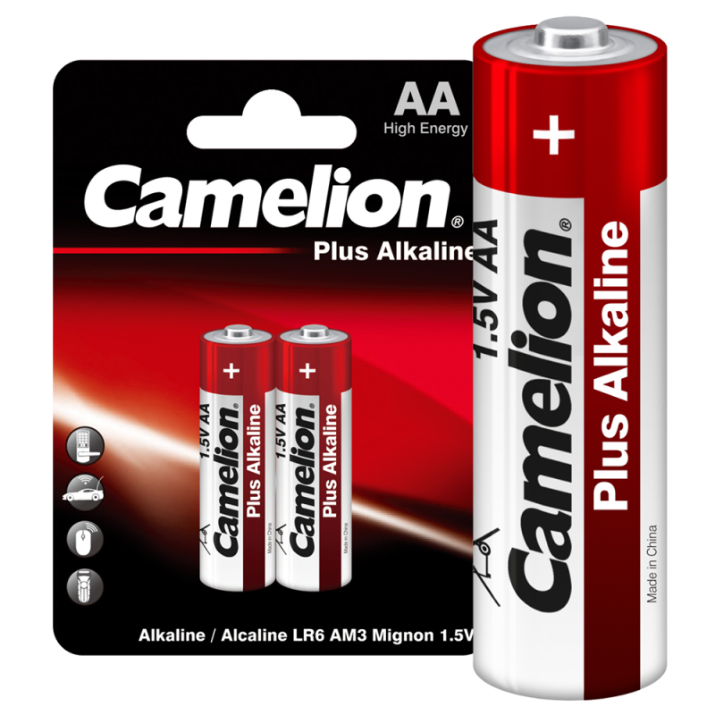 элемент питания алкалиновый aa/lr6 1.5в plus alkaline lr6-bp2 bl-2 (блист.2шт) camelion 1652 от магазина Штепсель и батарейка.
