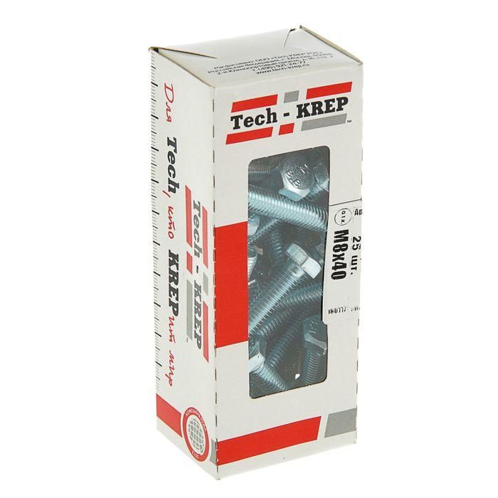 болт din933 с шестигранной головкой м8х40 оцинк. (уп.25шт) tech-krep 105210 от магазина Штепсель и батарейка.