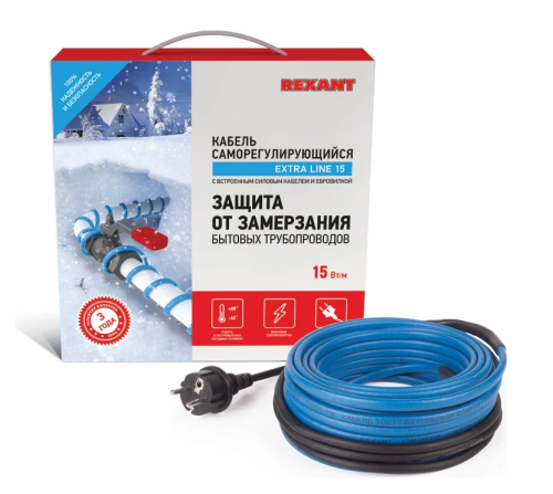 кабель саморегулирующийся греющий на трубу 15msr-pb 2m (2м/30вт) rexant от магазина Штепсель и батарейка.