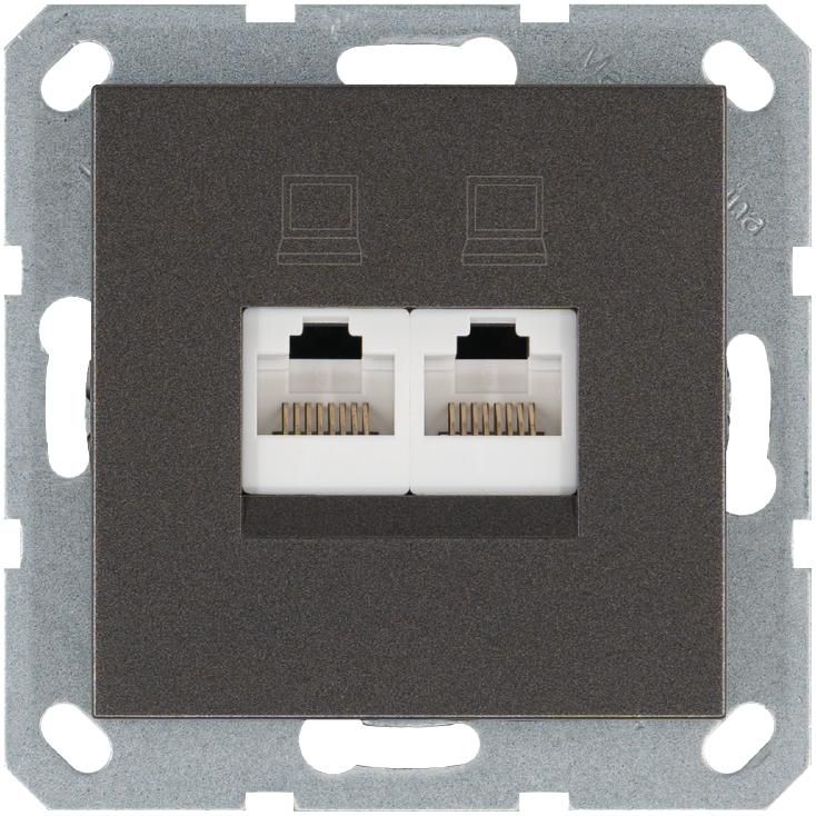 розетка компьютерная 2-м rj45 ip20 кат. 5e механизм мокко jasmart g6106z от магазина Штепсель и батарейка.