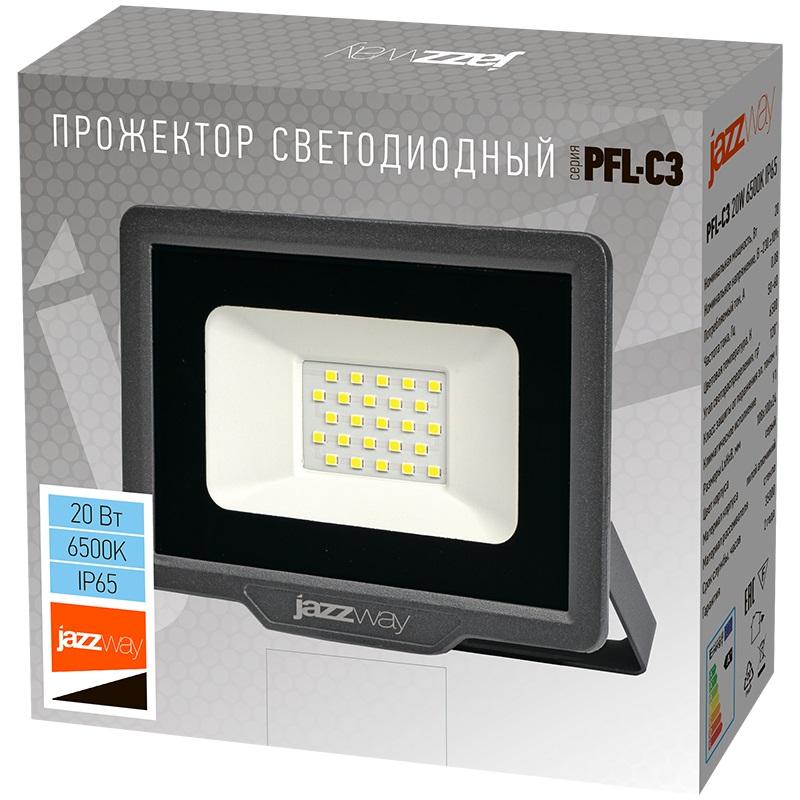 прожектор светодиодный pfl-c3 20вт 6500к ip65 до закален. прозр. стекло jazzway 5023543a от магазина Штепсель и батарейка.