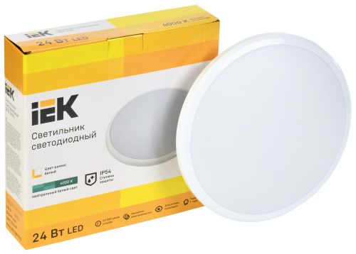 светильник led дпб 3005 24вт ip54 4000k круг белый iek от магазина Штепсель и батарейка.