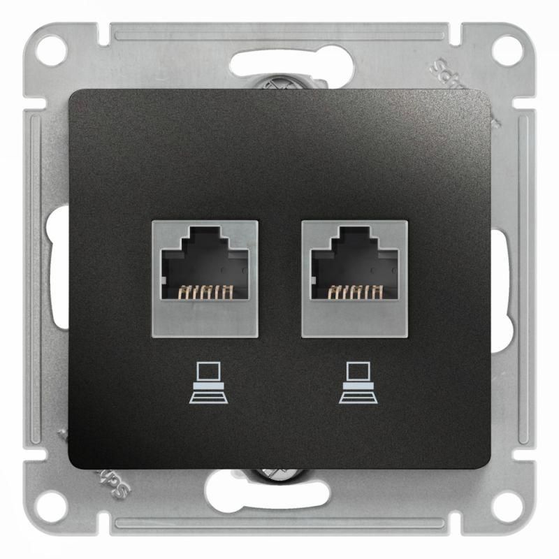 розетка компьютерная 2-м glossa rj45 кат.5e механизм антрацит se gsl000785kk от магазина Штепсель и батарейка.