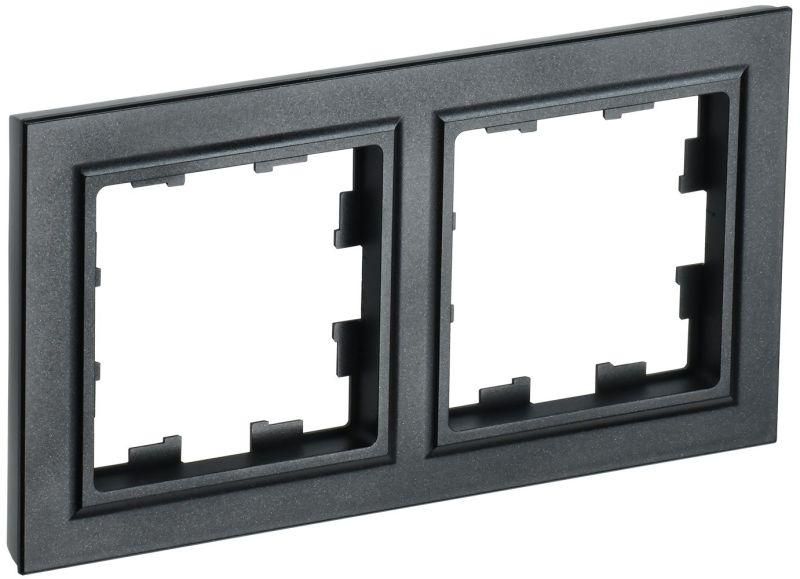 рамка 2-м brite ру-2-брч черн. iek br-m22-k02 от магазина Штепсель и батарейка.