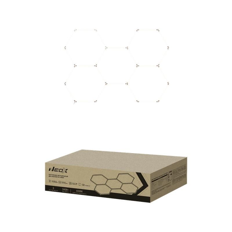 светильник светодиодный дбо-hexagon 5с-24065 240вт 6500к 230в 1628х2380мм 5 сот 0.5м шнур с вилкой neox 4690612066622 от магазина Штепсель и батарейка.
