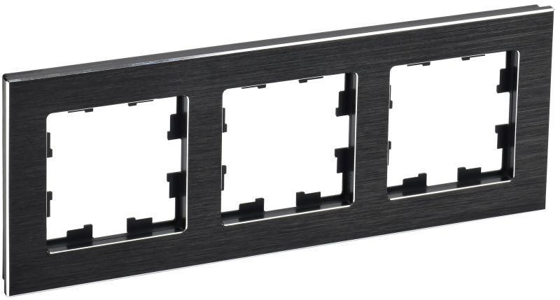 рамка 3-м brite ру-3-1-брч металл черн. iek br-m32-m-k02 от магазина Штепсель и батарейка.