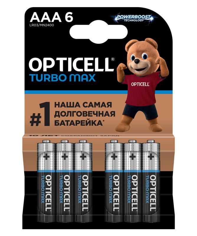 элемент питания алкалиновый aaa/lr03 (блист. 6шт) turbo max opticell 6053006 от магазина Штепсель и батарейка.