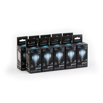 лампа светодиодная филаментная black filament 7вт p45 шар 4100к нейтр. бел. e14 580лм gauss 105801207 от магазина Штепсель и батарейка. - фото_2