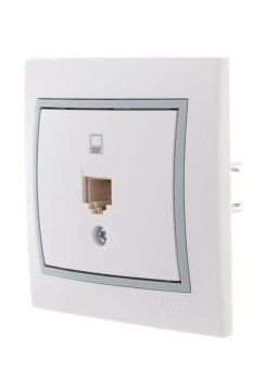 розетка компьютерная 1-м сп mira rj45 бел./сер. lezard 701-0215-139 от магазина Штепсель и батарейка. - фото_2
