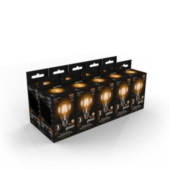 лампа светодиодная филаментная black filament 10вт a60 грушевидная 2700к тепл. бел. e27 930лм gauss 102802110 от магазина Штепсель и батарейка. - фото_2
