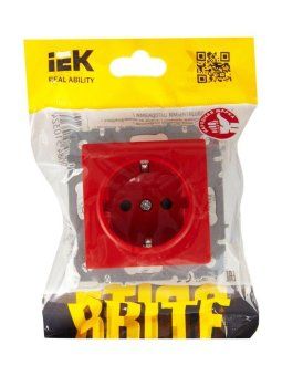 розетка brite рс14-1-0-брк 16а с заземл. защ. шторки механизм красн. iek br-r14-16-k04 от магазина Штепсель и батарейка. - фото_5