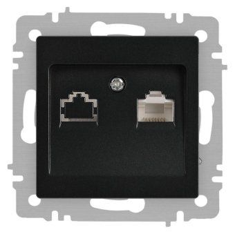 розетка accent 6-303-05 информационная rj45 ip20 су антрацит intro б0063634 от магазина Штепсель и батарейка.