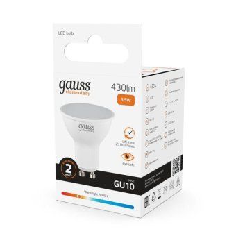 лампа светодиодная elementary 5.5вт mr16 софит 3000к тепл. бел. gu10 430лм gauss 13616 от магазина Штепсель и батарейка. - фото_4