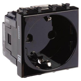 розетка 1-м 2мод. avanti "черный квадрат" 16а ip20 2p+e защ. шторки черн. dkc 4402002 от магазина Штепсель и батарейка. - фото_2
