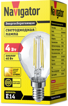 лампа светодиодная 71 309 nll-f-g45-4-230-2.7k-e14 4вт шар 2700к тепл. бел. e14 350лм 220-240в navigator 71309 от магазина Штепсель и батарейка. - фото_2