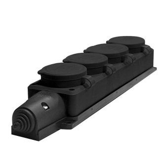 колодка удлинителя 4-м компакт 1ф с загл ip44 16а каучук черн. universal 602231 от магазина Штепсель и батарейка.