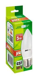 лампа светодиодная pled-eco 5вт c37 свеча 4000к нейтр. бел. e27 400лм 230в jazzway 2855329a от магазина Штепсель и батарейка. - фото_2
