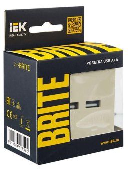 розетка brite usb a+a 3.1а рю10-1-бркр механизм беж. iek br-u21-d31-k10 от магазина Штепсель и батарейка. - фото_7