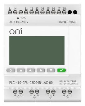 модуль цпу плк 410 8 di 4 ro 220в ac с ethernet портом с экраном oni plc-410-cpu-08d04r-1ac-00 от магазина Штепсель и батарейка. - фото_2