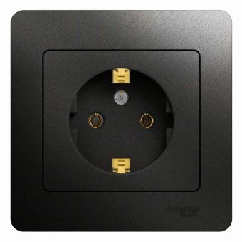 розетка 1-м сп 1мод. glossa 16а ip20 с заземл. в сборе антрацит se gsl000742 от магазина Штепсель и батарейка.