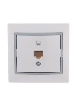 розетка компьютерная 1-м сп mira rj45 бел./сер. lezard 701-0215-139 от магазина Штепсель и батарейка.
