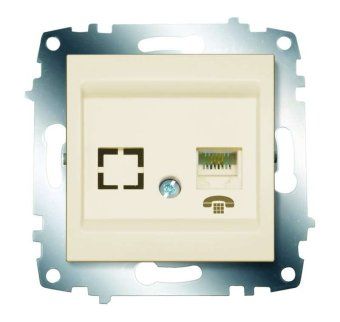 розетка телефонная 1-м cosmo rj11 + гнездо механизм крем. abb 619-010300-221 от магазина Штепсель и батарейка.
