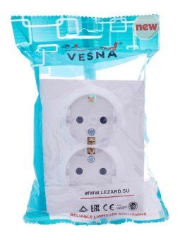 розетка 2-м сп vesna с заземл. со шторками пбт бел. lezard 742-0200-178b от магазина Штепсель и батарейка.