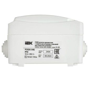 розетка оп форс рсб20-3-фб 16а ip54 с заземл. защ. шторки бел. iek ers12-k01-16-54-dc от магазина Штепсель и батарейка. - фото_4