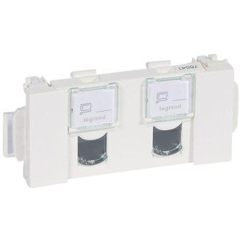 розетка компьютерная 2-м сп 4мод. mosaic rj45 кат.5e utp cd с механизмом быстр. подключ. механизм бел. leg 076541 от магазина Штепсель и батарейка.