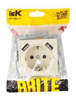 розетка brite рюш10-2-бркр 16а с usb a+a 3.1а с заземл. защ. шторки механизм беж. iek br-r14-16-u21-d31-k10 от магазина Штепсель и батарейка. - фото_6