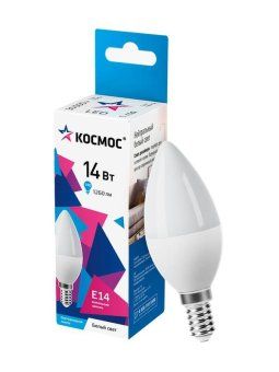 лампа светодиодная cn 14вт e14 4500к 1260лм 174-265в космос lkecled14wcne1445 от магазина Штепсель и батарейка.