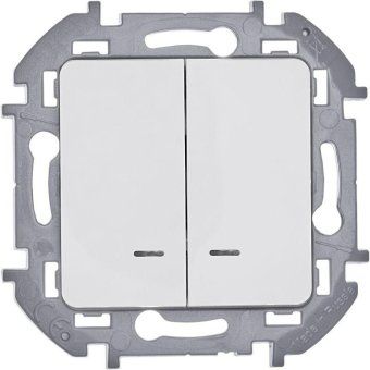 выключатель 2-кл. inspiria 10а ip20 250в 10ax с подсветкой/индикацией механизм бел. leg 673630 от магазина Штепсель и батарейка.