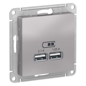 розетка usb atlasdesign тип a+a 5в 1х2.1а 2х1.05а механизм алюм. se atn000333 от магазина Штепсель и батарейка.
