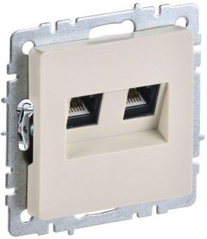 розетка компьютерная двойн. сп rj45 кат.5e brite рк10-2-бркр механизм беж. iek br-k20-1-k10 от магазина Штепсель и батарейка.