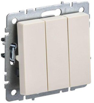 выключатель 3-кл. сп brite вс10-3-0-бркр 10а механизм беж. iek br-v30-0-10-k10 от магазина Штепсель и батарейка.