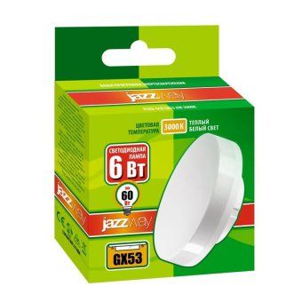 лампа светодиодная pled-eco 6вт таблетка матовая 3000к тепл. бел. gx53 460лм 230в jazzway 2851987 от магазина Штепсель и батарейка. - фото_2