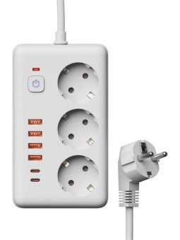 удлинитель с сетевым фильтром 3х3м 10а 4usb + 2usbc 2500вт пвс 3х1 прямоуг. бел. космос fksm3m-3gpf(w)usb от магазина Штепсель и батарейка. - фото_3