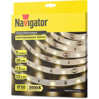 лента светодиодная 71 414 nls-5050ww30-7.2 ip20 12b r5 7.2вт/м (уп.5м) navigator 71414 от магазина Штепсель и батарейка. - фото_3