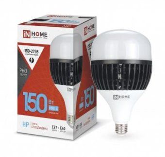 лампа светодиодная led-hp-pro 150вт грушевидная 6500к холод. бел. e27 14250лм 150-275в с адаптером e40 бел. in home 4690612035703 от магазина Штепсель и батарейка.