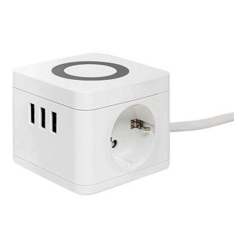 удлинитель "куб" 2х1.3м 3usb 2.4а+зарядное устройство 1кв.мм ekf uba-cub-3-wc от магазина Штепсель и батарейка.