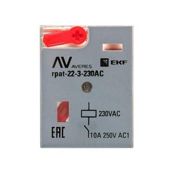 реле промежуточное rpat 22/3 10а 230в ac с кнопкой и мех. индикацией averes ekf rpat-22-3-230ac от магазина Штепсель и батарейка. - фото_6
