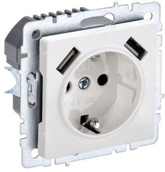 розетка brite рюш10-2-брб 16а с usb a+a 3.1а с заземл. защ. шторки механизм бел. iek br-r14-16-u21-d31-k01 от магазина Штепсель и батарейка.