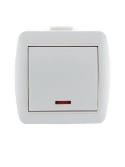 выключатель 1-кл. оп nata 10а ip20 с подсветкой бел. lezard 710-0200-111 от магазина Штепсель и батарейка.