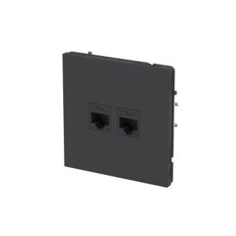 розетка компьютерная 2-м kant rj45 кат.5e без шторки черн. уголь dkc 7012664 от магазина Штепсель и батарейка. - фото_2