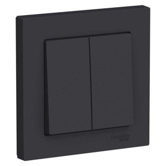выключатель 2-кл. сп atlasdesign 10а ip20 (сх. 5) 10ax в сборе карбон se atn001052 от магазина Штепсель и батарейка.