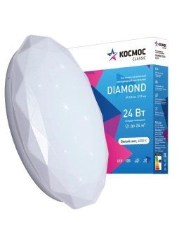 светильник светодиодный classic diamond 24вт 230в 4000к 1560лм 318х57мм настенно-потолочный космос kcdiam24w_4000 от магазина Штепсель и батарейка. - фото_2