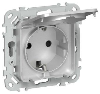 розетка сп flite рсшкр11-1-44-фла 16а ip44 с заземл. с защ. шторками и крышкой безвинтовое крепление механизм алюм. iek fi-r16-16-1-44-k47 от магазина Штепсель и батарейка.
