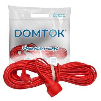 удлинитель-шнур 1х20м с заземл. 10а ip20 2.2квт пвс 3х1 domtok 2493 от магазина Штепсель и батарейка. - фото_3