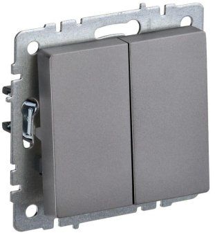 выключатель проходной 2-кл. сп brite вс10-2-6-брс 10а механизм сталь iek br-v22-0-10-k46 от магазина Штепсель и батарейка.