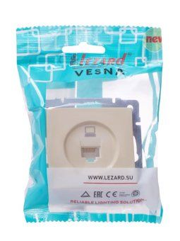 розетка компьютерная 1-м сп vesna механизм крем. lezard 742-0388-139 от магазина Штепсель и батарейка. - фото_3